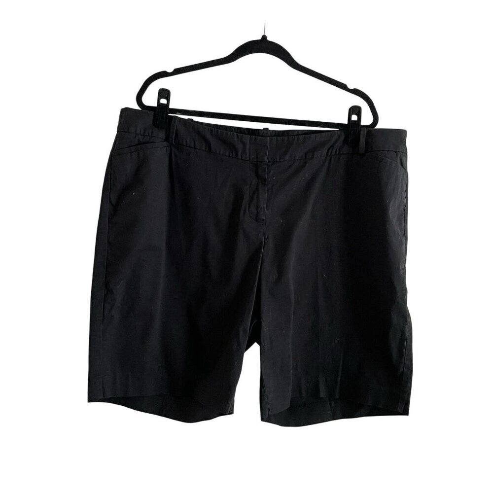 Talbots Woman Petites Sz 20WP Black Flat Front Pocketed 9" Inseam Chino Shorts